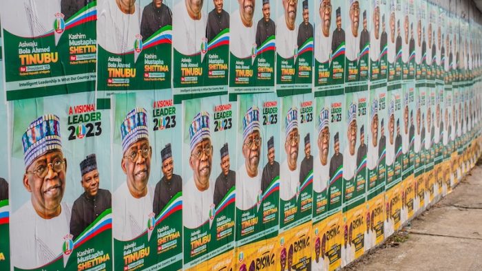 Election advert posters of the APC Presidential candidate Bola Ahmed Tinubu, Lagos, Nigeria on Monday 30, 2023. Nigeria will hold general elections in the coming month of February.